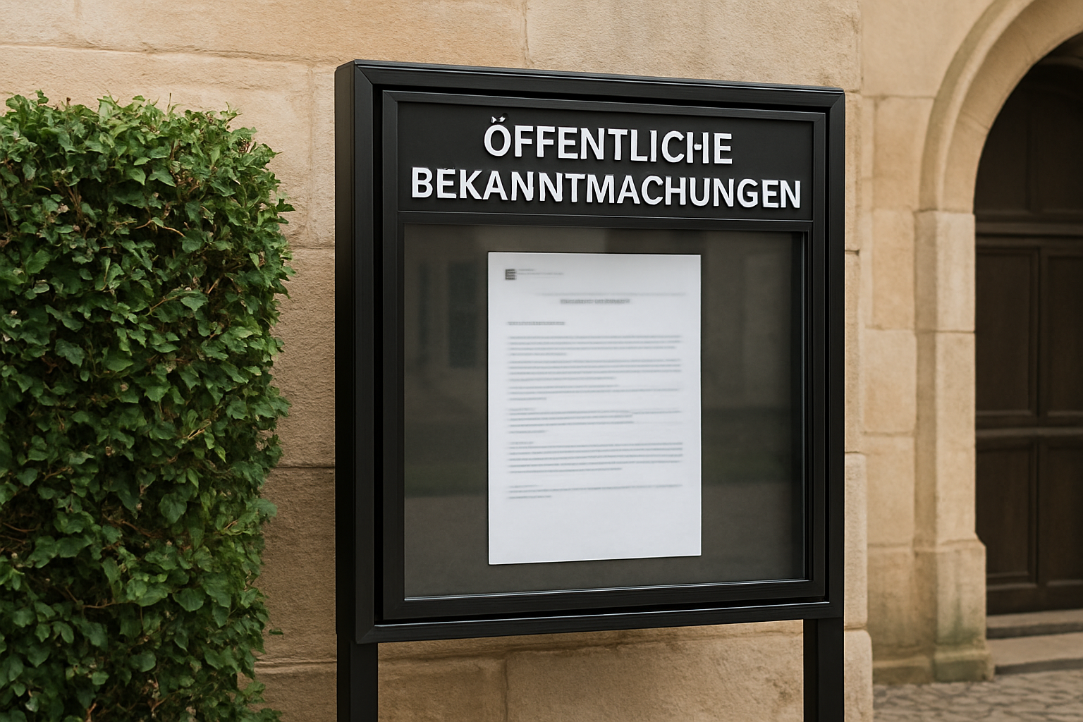 Fotografie des Aushängekastens für öffentliche Bekanntmachungen